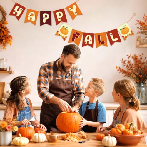 Image of Happy Fall Pumpkin Banner Sign Fall Party Banner Garland