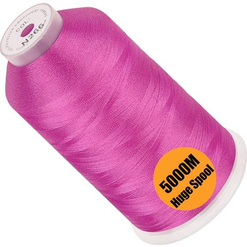 Image of New brothread - Single Huge Spool 5000M Each Polyester Embroidery Machine Thread 40WT for Commercial and Domestic Machines - Floral Pink (Janome Color)