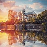 Style: Vintage Tableau vintage Paris Notre Dame  Tableau paysage cathédrale & fleuve  Tableau sur toile idéal couloir salon & chambre