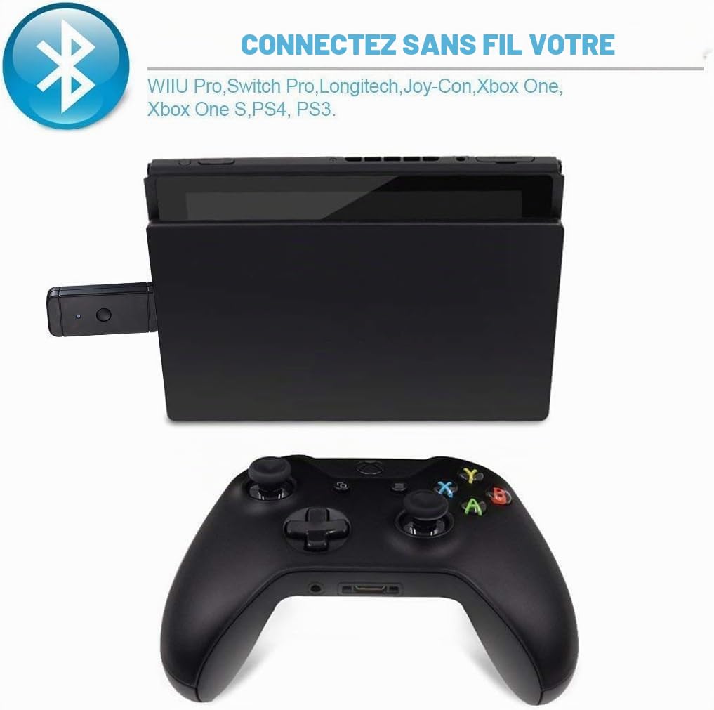 GZW-Shop Adaptateur bleutooth sans Fil de Manette pour Switch/PS3/PS4/PS5/Xbox Controleur récepteur convertisseur pour Switch PS3 et Windows PC