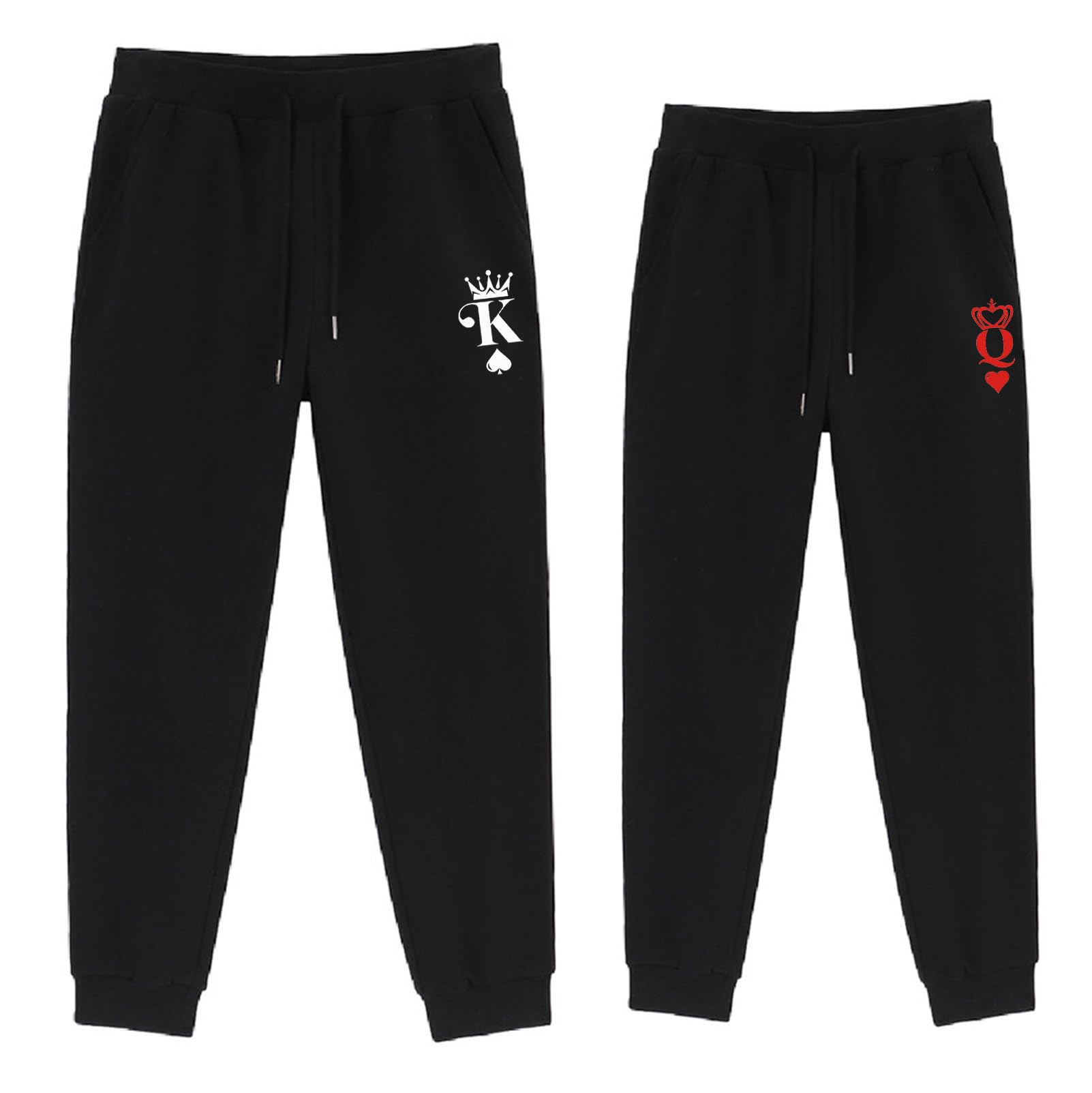 Pantalones de Chándal King Queen para Parejas Algodón Pantalones de Jogging para Hombre y Mujer para Fitness Yoga Ajuste Regular 1 Pieza