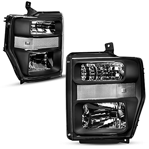 AUTOSAVER88 Headlight Assembly Compatible with 2008-2010 Ford F250 F350 F450 Super Duty Headlamp Chrome Housing Clear Lens