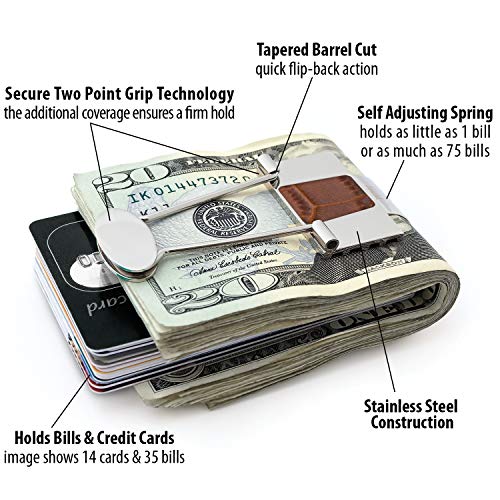 Image of Speidel Stainless Steel Ionic Plated Metal Money Clip for Men, Bill Binder Clip, Wallet, Credit Card Holder, Minimalist Slim Money Clip