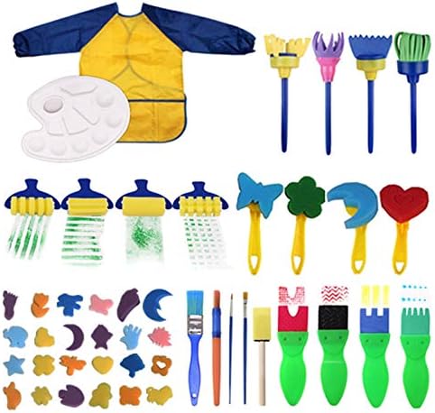 47 Pcs Children Sponge Brushes Set Paint Toys Crafts Kits Toddler