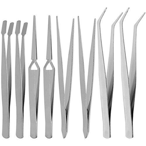 com-four® 8-teiliges Set Industrie Pinzetten Set, Bastler Allzweck Pinzetten für Haus und Hobby (08 Stück - Pinzetten)