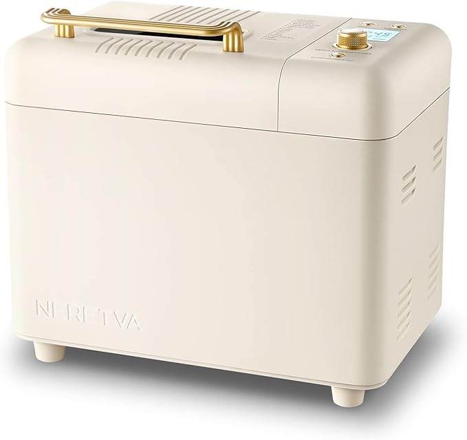 Neretva Bread Machine, 2.2LB 15-in-1 Bread Maker, Dual Heater Breadmaker