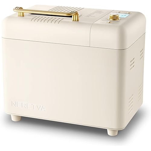 Neretva Bread Machine, 2.2LB 15-in-1 Bread Maker, Dual Heater Breadmaker Machine with Auto Nut Dispenser & Nonstick Ceramic Pan, Bread Maker Machine for Gluten Free, Dough Maker, Sourdough, Yogurt