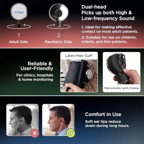 Image of Dr Trust (USA) Sphygmomanometer Aneroid Type Manual Blood pressure monitor with stethoscope