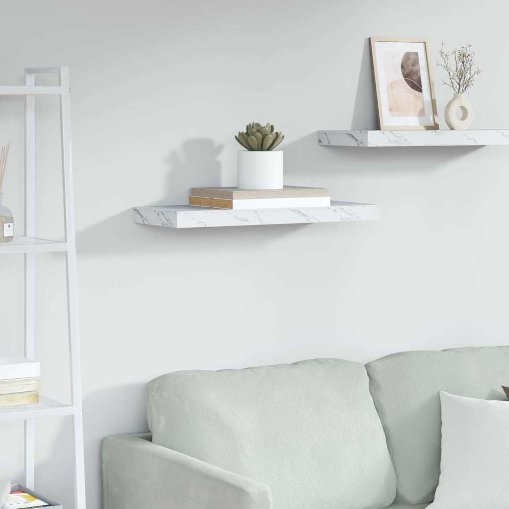 Étagère murale flottante effet marbre blanc, design minimaliste et chic en bois