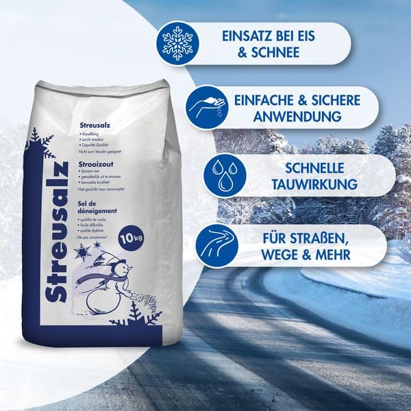 Hamann Streusalz 20 kg - Streusalz Auftausalz Tausalz - Langzeitwirkung bei dickeren Eis & Schneeschichten