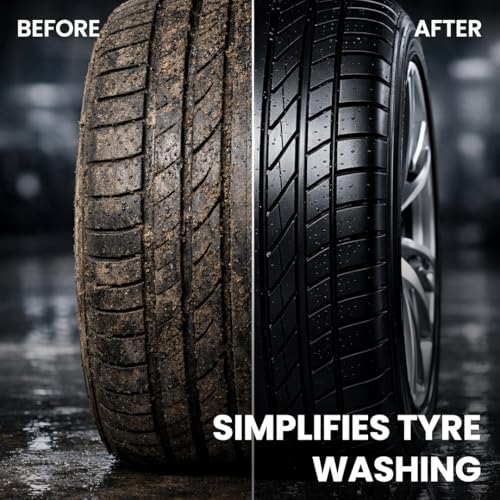 Image of MenzaPro Car Tyre Cleaning Brush with High-Density Nylon Bristles | 3D Curved Design, Anti-Slip Handle | Heavy-Duty Tyre, Wheel & Rim Cleaning Tool