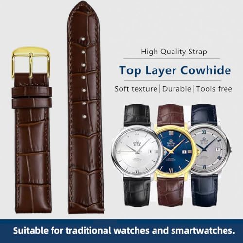 Image of Watch Bands Genuine Leather Embossed Alligator Grain Calfskin Replacement Strap for Women Men Bracelet Choose Color Width 16mm 17mm 18mm 19mm 20mm 21mm 22mm 22mm 24mm