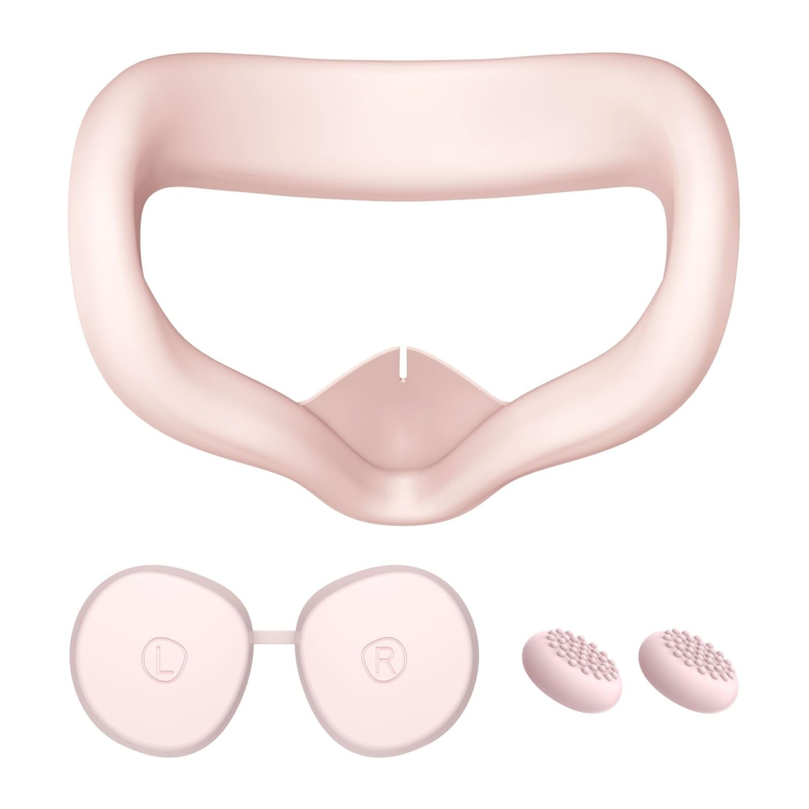 for Meta Quest 2 VR Silicone Eye Mask+Lens Protective Cover+Joystick Hat, for Meta Quest 2(Pink)-image-2