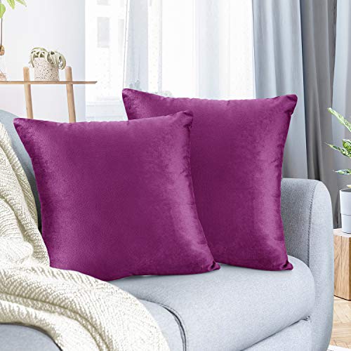 Nestl Housses coussin velours orchidée 18x18 po, ensemble de 2