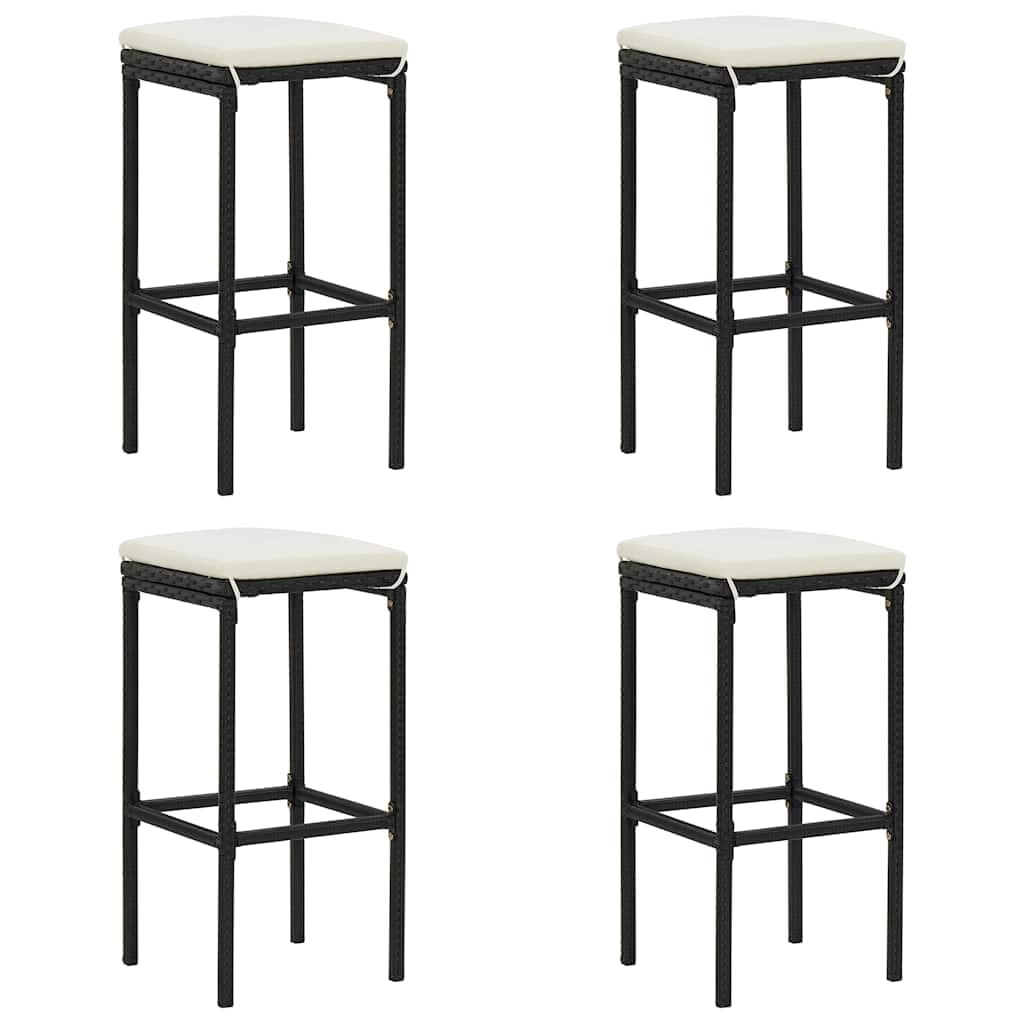 Ensemble de Bar de Jardin Noir Résine Tressée 5 Pièces avec Coussins