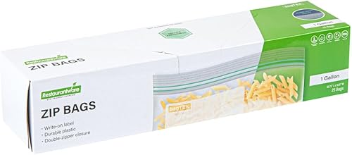 Miniatura 9 de Restaurantware Bag Tek - Bolsas de almacenamiento con cremallera de 1 galón, 25 bolsas desechables con cremallera, bolsas de plástico transparente a