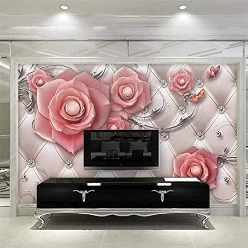 Papier peint 3D roses décoration murale intissé salon chambre 150cm