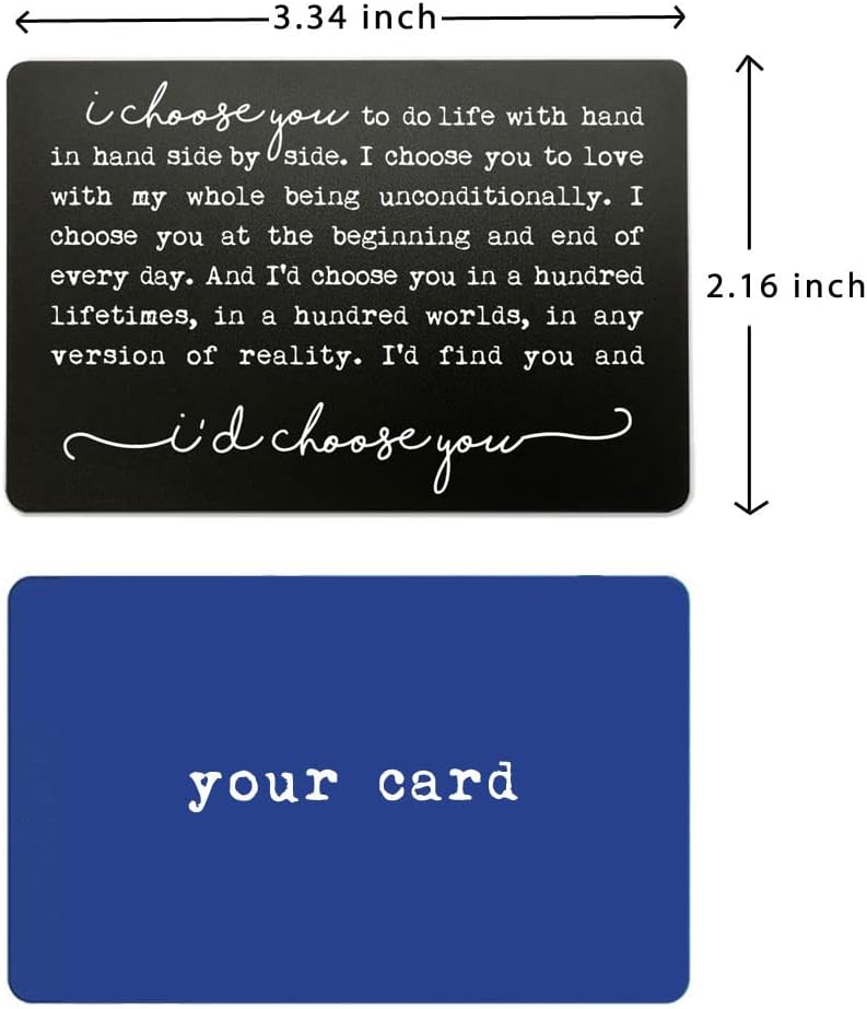 OFlyDesigns I Choose You Metal Wallet Insert Card, Engraved Black Aluminum Keepsake, Romantic Love Promise, Wedding Anniversary & Everyday Gift. - Image 6