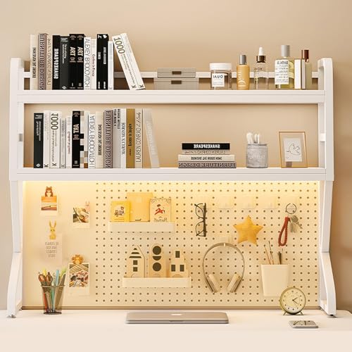 Biblioteca Organizador de escritorio - Estantería de escritorio de 2 niveles, estantería de madera multiusos para encimera, estante de exhibición ajustable para dormitorio, oficina y hogar (70 cm)