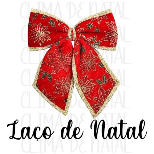 Laço Grande Texturizado para Enfeite de Natal, Vermelho e Dourado