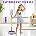 BLAXTEM 4-in-1 Kids Toy Vacuum that Works with Suction, Electric Toddler Vacuum Toy Cleaner for Children Boys & Girls, Toddlers Toys Cleaning Set for Pretend Play (Purple/Yellow)