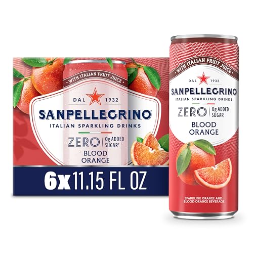 Sanpellegrino Italian Sparkling Drink, Zero Sugar, Blood Orange, 6 Cans 66.9 fl oz