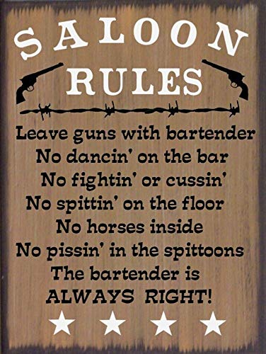 Kueprae A585 Saloon Rules Western Primitive Country Rustic Metal Sign Home Decor 8X12 Inch