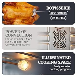 Elite Gourmet ETO-4510M French Door 47.5Qt, 18-Slice Convection Oven 4-Control Knobs, Bake Broil Toast Rotisserie Keep Warm, Includes 2 x 12" Pizza Racks, Stainless Steel