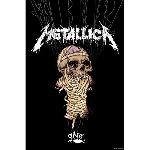 Drapeau Metallica One noir en textile 104x65cm pour décorer votre studio ou chambre