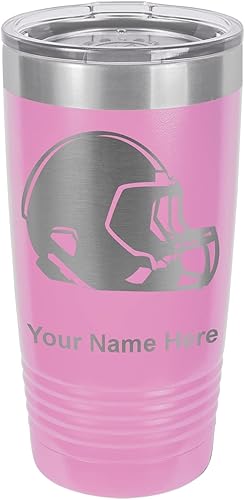 LaserGram 20oz Vacuum Insulated Tumbler Mug, Football Helmet, Personalized Engraving Included (Light Purple)