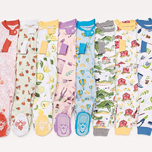 Image of Burt's Bees Baby unisex-baby Sleep & Play, Organic One-piece Romper-jumpsuit Pj, Zip Front Footed Pajama