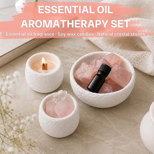 Difusor aromático eléctrico con cristales y vela Pink Quartz miniatura 2