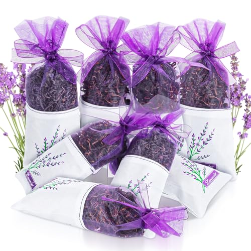 Shimmeroo 8PCS Lavender Bags Empty Sachetbag, Natural Linen Lavenderbags for Wardrobes Fill Dry Dried Lavendar Flower Crafts Reusable Muslin and Gauze Drawstring Pouches
