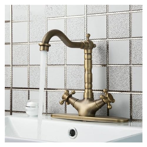 Fiche technique robinet mitigeur d'évier laiton antique double poignée