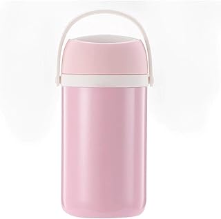 DISS 316 Ze stali nierdzewnej Food Food Box, kolby spożywcze, izolowane próżniowe pudełko na lunch termiczny, z torbą izolacyjną, 4-warstwową siatką żywnościową, 13 * 29 cm, 2.6l (Color : Pink)