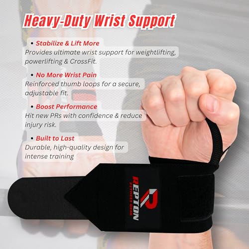 Repton Fitness Gears Weightlifting Wrist Wraps - Professional Grade with Thumb Loops - Wrist Support Braces - Men & Women - Weight Lifting, Crossfit, Powerlifting, Strength Training Straps - Image 4