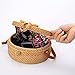 Natural NEO Handwoven Round Rattan Bag Shoulder Leather Straps Natural Chic Hand, Brown, 20cm Diameter