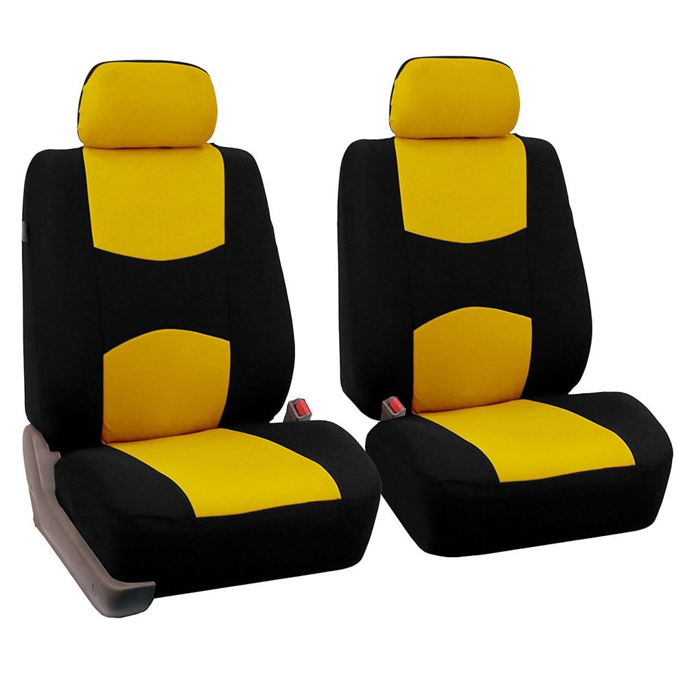 ZZZZS Voiture Ensembles De Housses Siège pour Mustang VI Coupe 2015 2016 2017, 9pcs Housse de Siege Tissu Protection Couverture Siège Nonslip Accessoire,F/Yellow