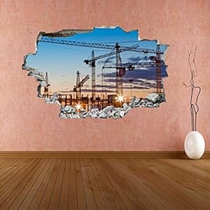 Muurstickers 3D Spiegelweergave Doorbreken De Muur Vinyl Muurstickers Verwijderbare DIY Vinyl Muurstickers Kranen voor…