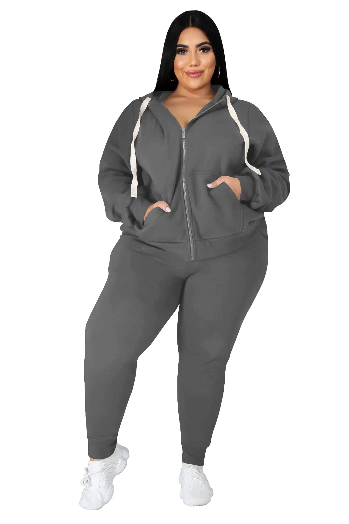 Women's Plus Size Two Piece Outfits Sweatsuits Sets Long Sleeve