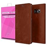 Galaxy S6 Edge Case - Cellto [GLux] PU Leather Wallet Type Diary Cover w/Card Slots - Brown