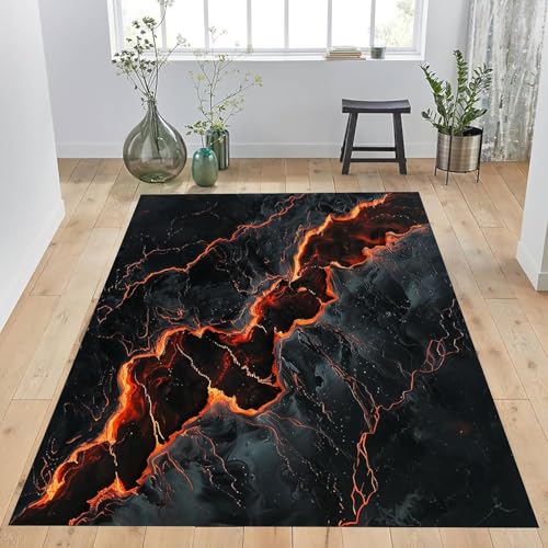 Tapis de zone 3D texture flamme en polyester doux antidérapant 160x200 cm