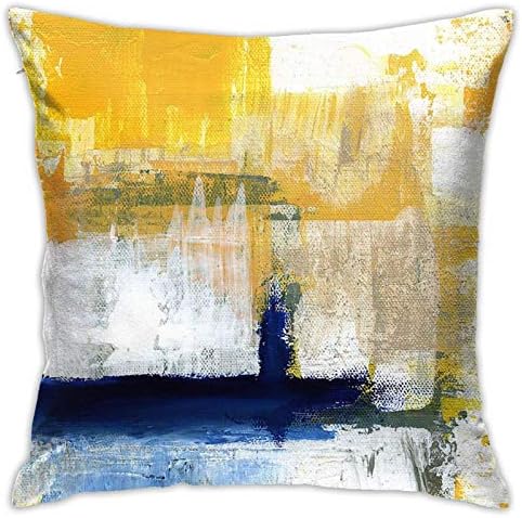NBFKDO Blue and Yellow Abstract Art Pillow Cover, Modern Gray Home Decorative Throw Pillows Covers Cushion Cover for Bedroom Sofa Living Room 18x18 in