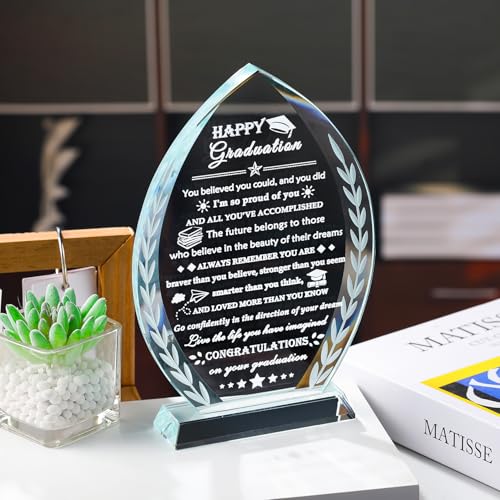 Image of YWHL Graduation Gift for Him Her, Class of 2026 High School College Graduation Gifts for Women Men, Masters Degree PHD Graduate Gift Plaque Crystal Keepsake Present for Girls Daughter Son