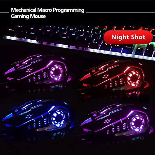 Aula S20 Gaming Mouse, Wired Usb Computer Mouse With Rgb Led Backlit, Dpi Adjustable, Pc Gaming Mice With 6 Programmable Macro Buttons For Desktop, Laptop, Pc, Mac - Black #TOP6