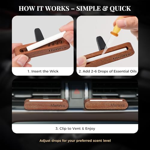 Image of 2-Pack Sapele Wood Car Vent Diffuser | Refillable Essential Oil Air Freshener with High-Absorbency Fiber Wick