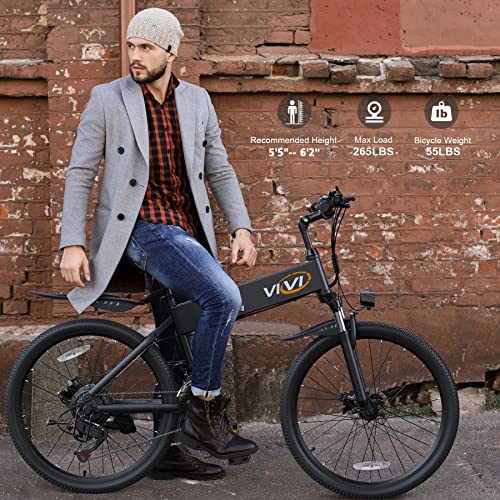 Vivi Electric Bike For Adults 350W Foldable Electric Mountain Bike 26" Ebike 20Mph Adult Electric Bicycle With 10.4Ah Removable Battery, Up To 50 Miles, Shimano 21 Speed, Suspension Fork #TOP4