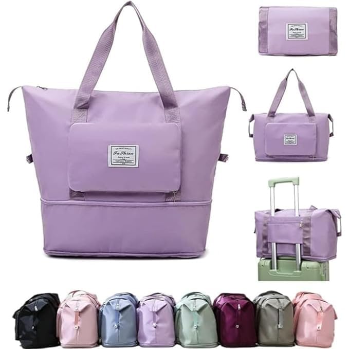 Image of TEKCOOL Nylon 41 Liter Expandable Travel Bags for Women, Duffle Bags for Women Luggage, Foldable Vanity Traveling Bag, Waterproof Hand Bag for Ladies Personal Items(Purple)'