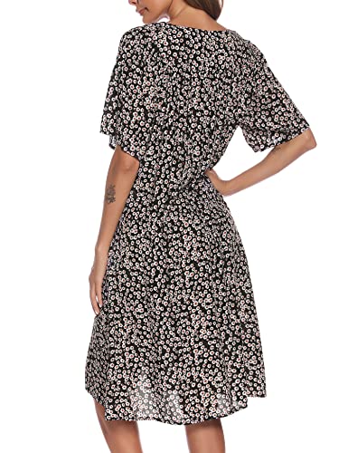 Image of COSUNIONY House Dresses for Women Cotton Short Sleeve House Coat Buttons Down Dusters Robe with Pockets S-XXL