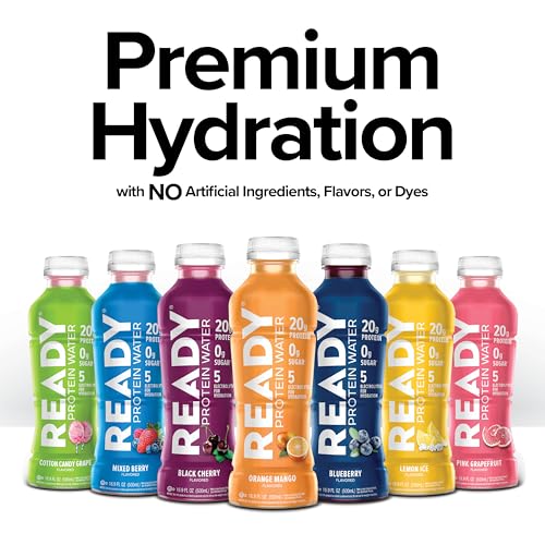Image of Ready Clear Protein Water, Cotton Candy Grape, 20g Protein Isolate, 12 Pack | 0 sugar, Low-calorie sports drink with electrolytes & essential amino acids for hydration & recovery; 16.9 fl oz
